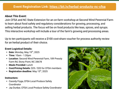 Growing and Selling Herbal Products NC