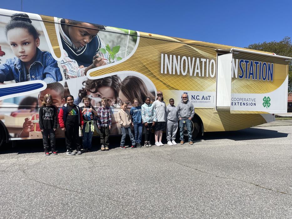 Children outside of the Innovation Station.