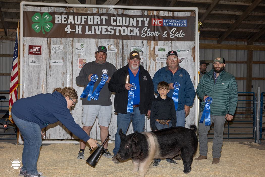 youth and animal with buyers
