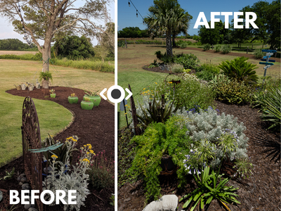 Before and after of a property that partook in the Nature at Home certification program.
