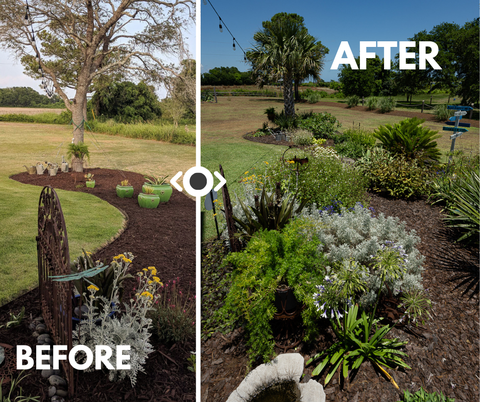 Before and after of a property that partook in the Nature at Home certification program.