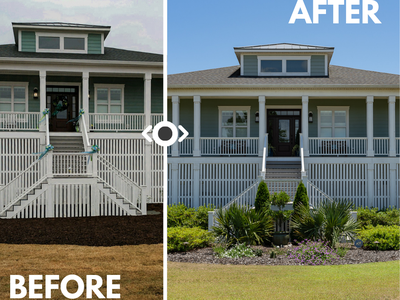 Before and after of a property that partook in the Nature at Home certification program.