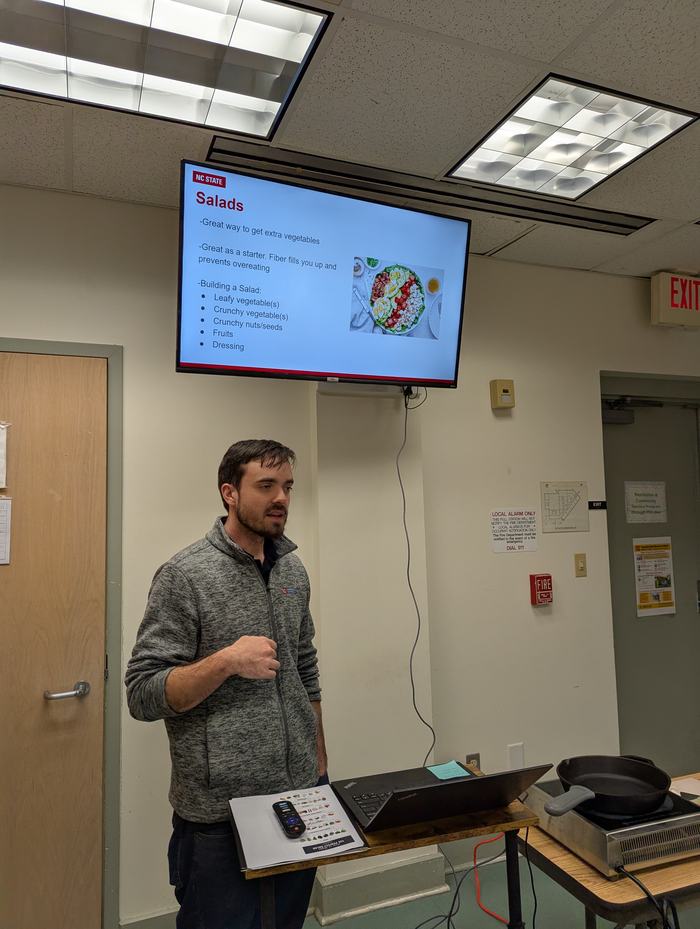 Avery Ashley, Family and Consumer Science Extension Agent sharing tips for making great salads at home.This class is part of the Cooking at Home series offered by the Brunswick County Cooperative Extension. Avery will be teaching the Cooking at Home series at several locations around the county in the next few months.