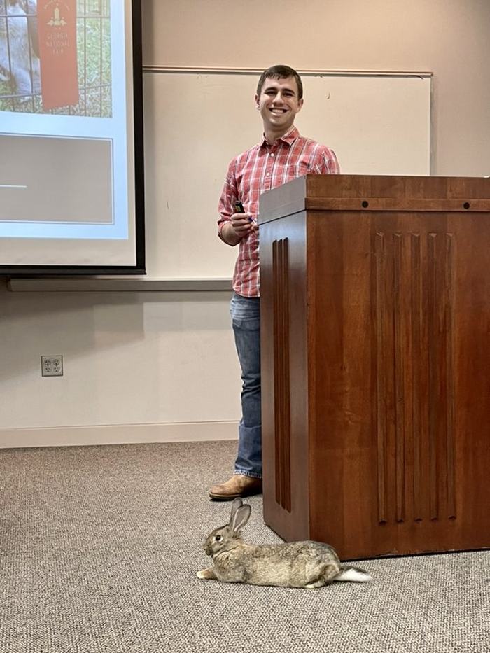 Author conducting a rabbit presentation