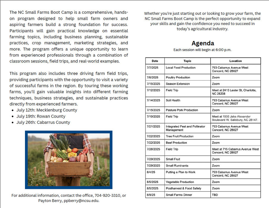 Small Farm Boot Camp Brochure