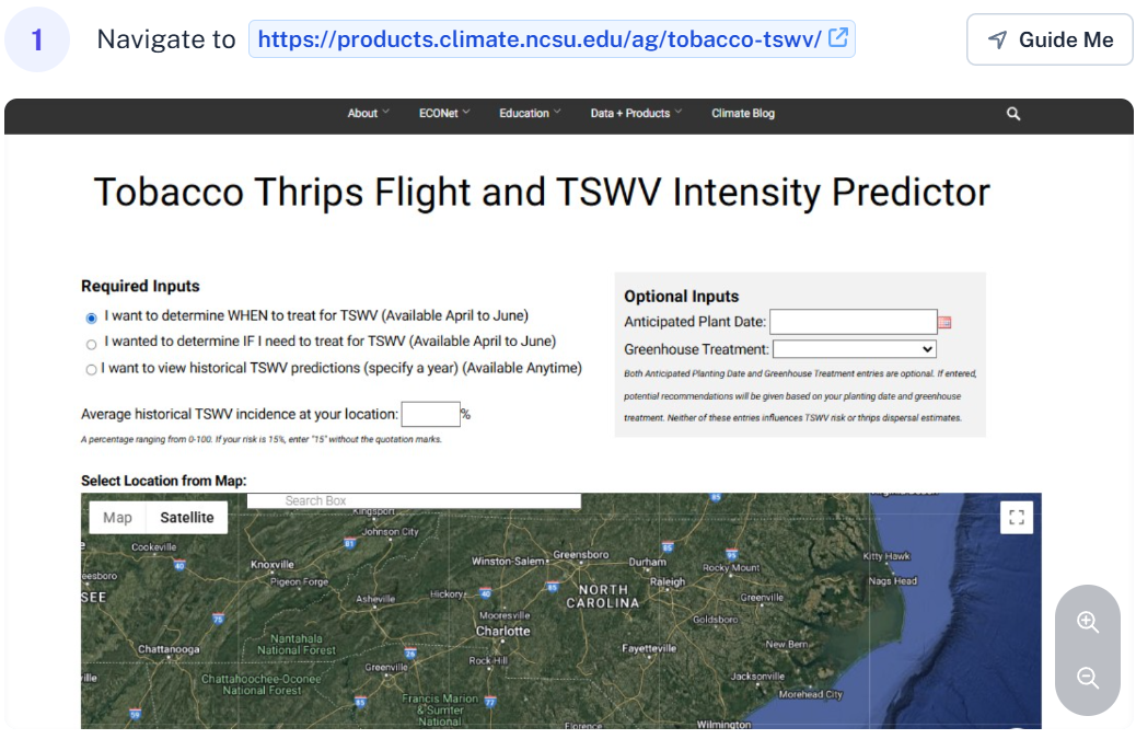Navigate to https://products.climate.ncsu.edu/ag/tobacco-tswv/