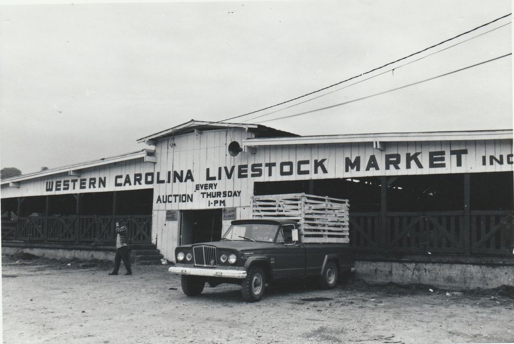 1960s Photo of the Western Carolina Livestock Market. Present day location of New Belgium Brewery. Craven Street, Asheville. 
