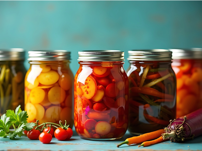 canned jars of different vegetables