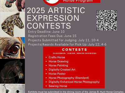 NC State 4-H Horse Program poster: 2025 Artistic Expression Contests, entry deadline June 10