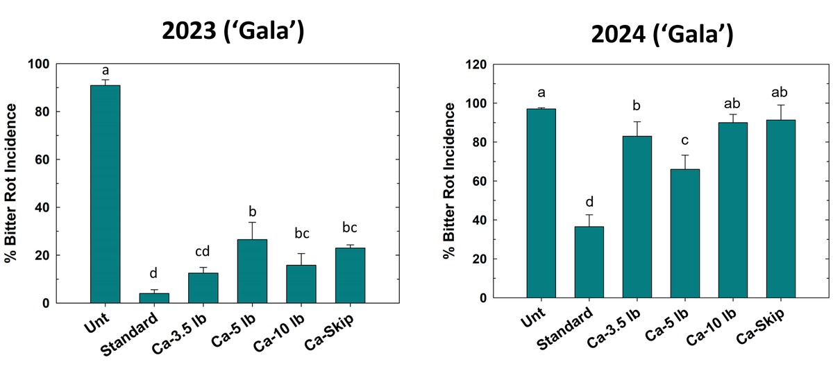 Bitter rot incidence following CaCl2 applications