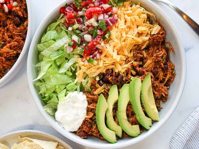 Pulled pork taco salad.