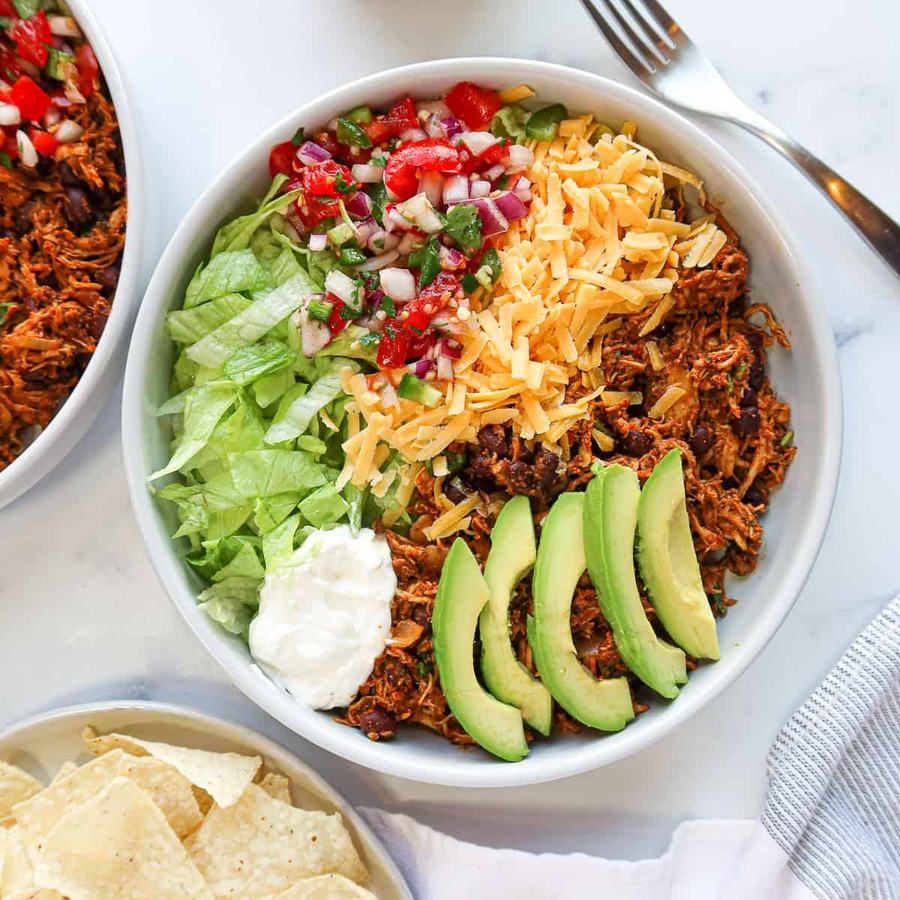 Pulled pork taco salad.