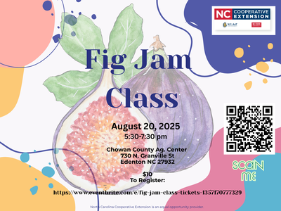 Fig Jam Class, Aug 20, 2025, 5:30–7:30 pm, Chowan County Ag. Center, 730 N. Granville St, Edenton NC
