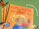Image features The Great Pollinator Count book along with a bee and butterfly.