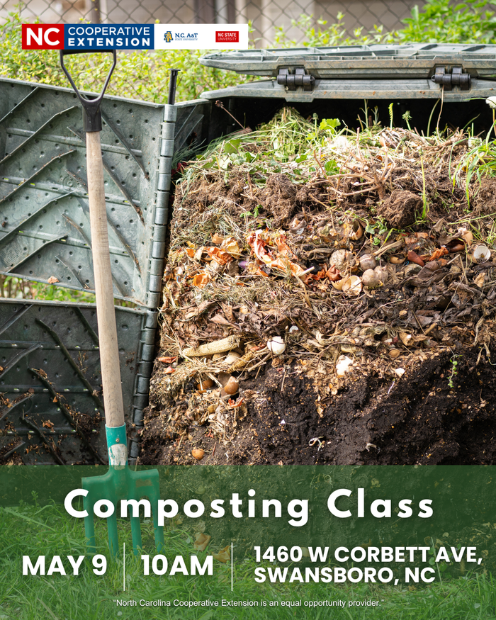 Flyer for Composting Class, features an image of a compost bin