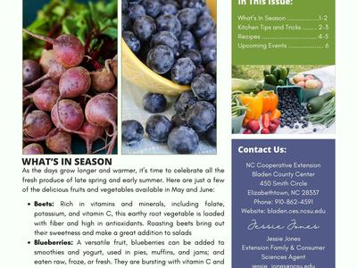 First page of the Seasonal Eats newsletter