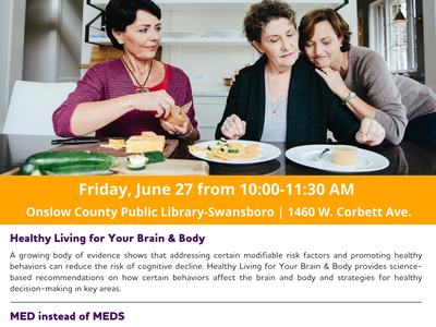 Flyer for Class, featuring an image of individuals eating a healthy meal.