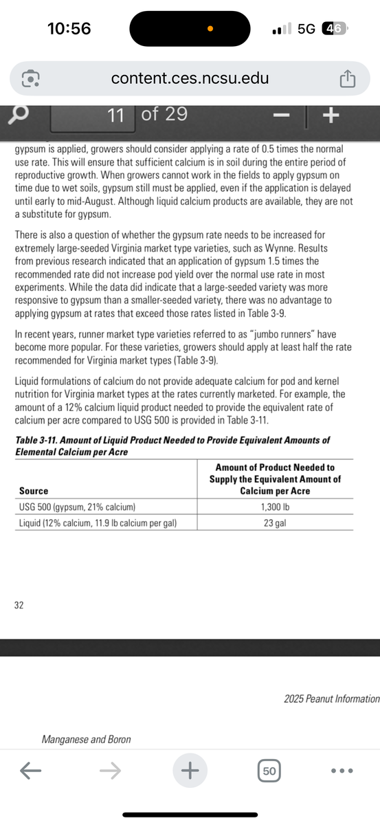 Table 3-11: USG 500 (21% calcium) 1,300 lb; Liquid (12% calcium) 23 gal