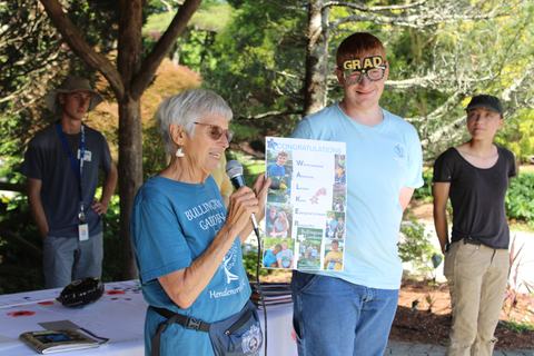 A woman gives a presentation.