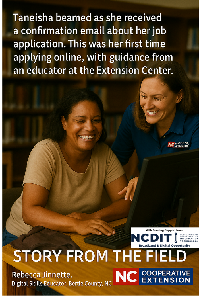 Taneisha beamed as she received a confirmation email about her job application. This was her first time applying online, with guidance from an educator at the Extension Center.