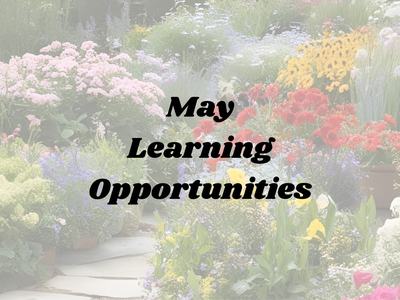 flower garden with the words "May Learning Opportunities"