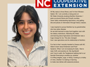 Portrait of a young woman with NC Cooperative Extension logo and text Meet our Summer Intern