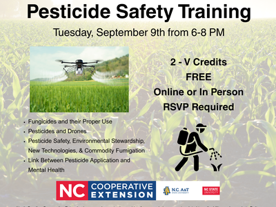 Pesticide Safety Training: Tuesday, Sept 9, 6–8 PM; Free, RSVP required
