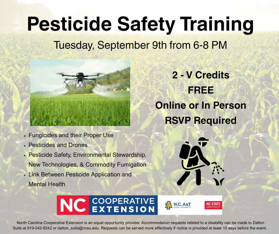 Event Flyer that recaps details of Pesticide Training 