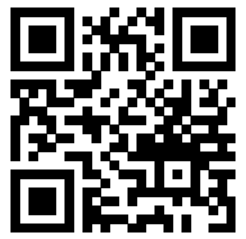 Black-and-white QR code matrix with three position squares in the corners