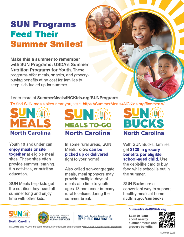 SUN Programs Flyer for Summer 2025