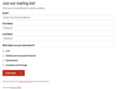 Email Subscription List
