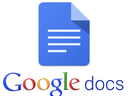 Blue document icon above text "Google docs"