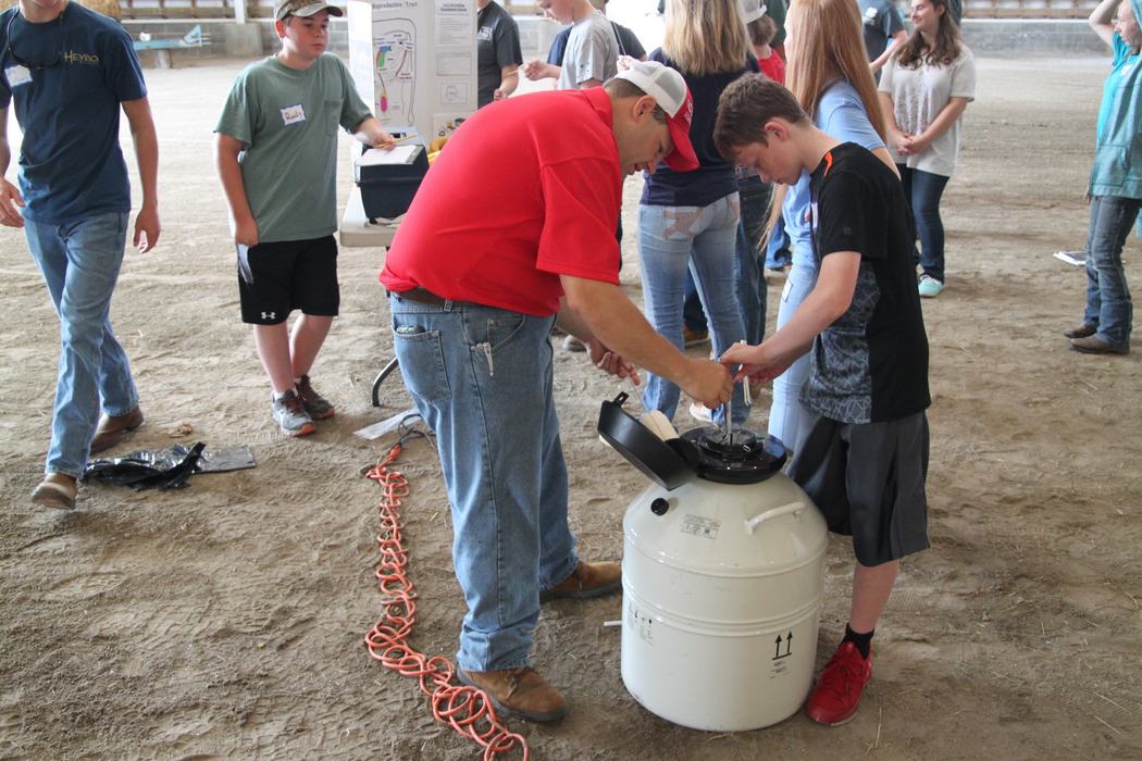 A child learns from an adult as part of a Skillathon Clinic.