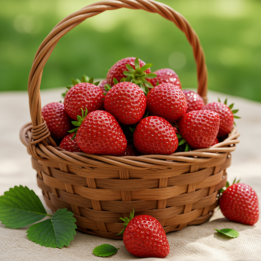Strawberries in a basket.