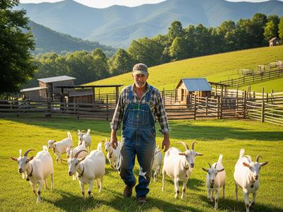 gemini generated pic of a mountain goat farm