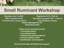 Image of sheep grazing on grass, all information on poster is written below