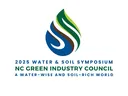 Green/blue/brown droplet logo above text: 2025 WATER & SOIL SYMPOSIUM; NC GREEN INDUSTRY COUNCIL