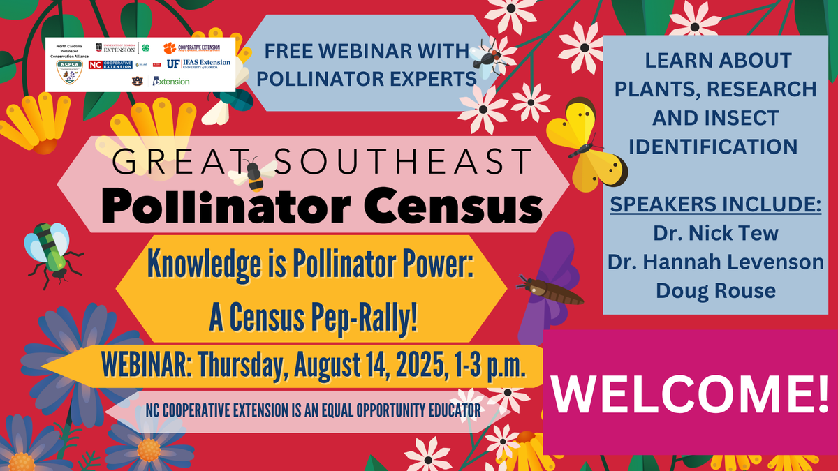 Great Southeast Pollinator Census webinar — Thursday, August 14, 2025, 1–3 p.m.