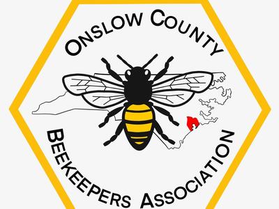 Onslow County Beekeepers Association Logo, features a bee and highlights Onslow on the NC map.