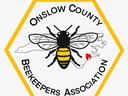 Onslow County Beekeepers Association Logo, features a bee and highlights Onslow on the NC map.
