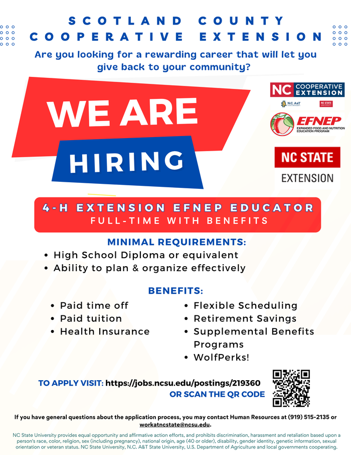 4-H EFNEP Hiring flyer