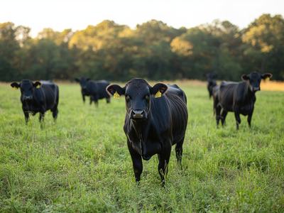 beef cattle standing in a pasture/field