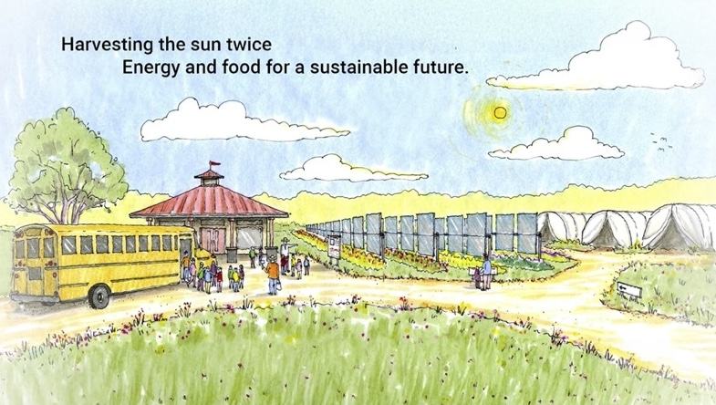 Picture demonstrating vision for agrivoltaics at Breeze Farm.