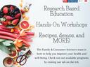 Bowl of berries and produce left; text right: "Research Based Education, Hands-On Workshops, Recipes, demos, and MORE!"