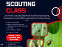 Insect Scouting Class — July 30, 2025, 9:00am–11:00am; event poster with insect photos
