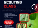 Insect Scouting Class — July 30, 2025, 9:00am–11:00am; event poster with insect photos