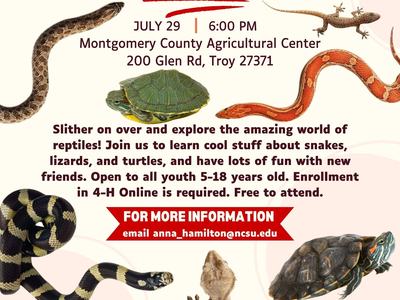 Montgomery County 4-H Reptile Club interest meeting — July 29, 6:00 PM