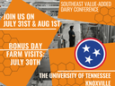 SEVAD Southeast Value-Added Dairy Conference — July 31–Aug 1; bonus farm visits July 30; Univ. of Tennessee, Knoxville