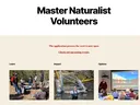 'Master Naturalist Volunteers' header, notice 'application process for 2026 is now open', three photos beneath
