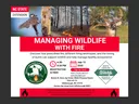 MANAGING WILDLIFE WITH FIRE banner; raptor, prescribed burn, deer; NC State Extension